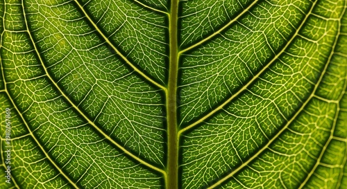 Macro close-up of green leaf texture with detailed veins and organic pattern