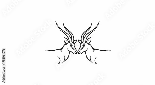 Two stylized gazelles facing each other with impressive antlers