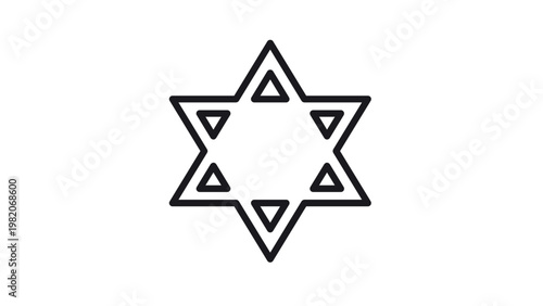 Minimalist Black Star of David Vector Icon Illustration, Scalable Jewish Symbol Magen David Silhouette Isolated on White Background, Religious Hexagram Graphic for Judaism and Spiritual Designs