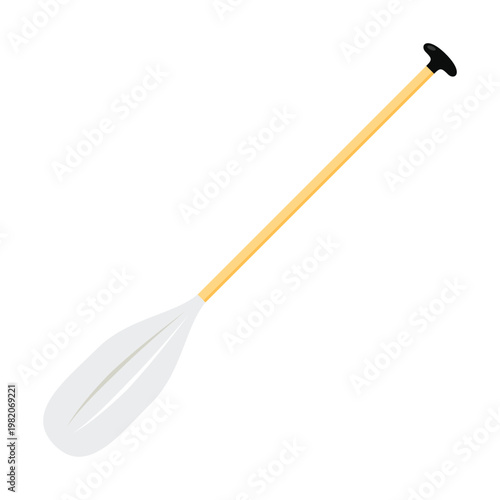 Canoe paddle vector isolated. Kayak or canoe paddle black silhouette. River rafting. Symbol isolated on white background.