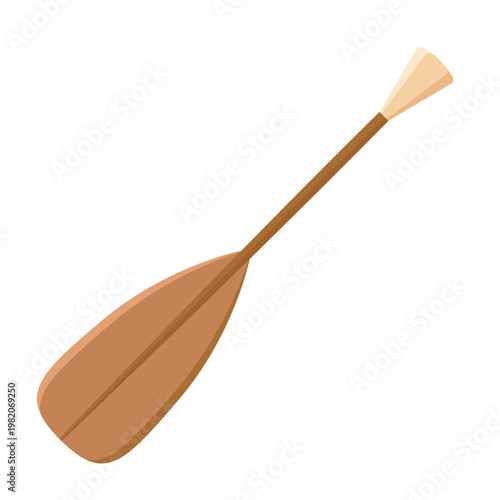 Canoe paddle vector isolated. Kayak or canoe paddle black silhouette. River rafting. Symbol isolated on white background.
