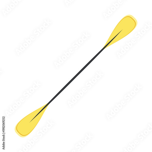 Canoe paddle vector isolated. Kayak or canoe paddle black silhouette. River rafting. Symbol isolated on white background.