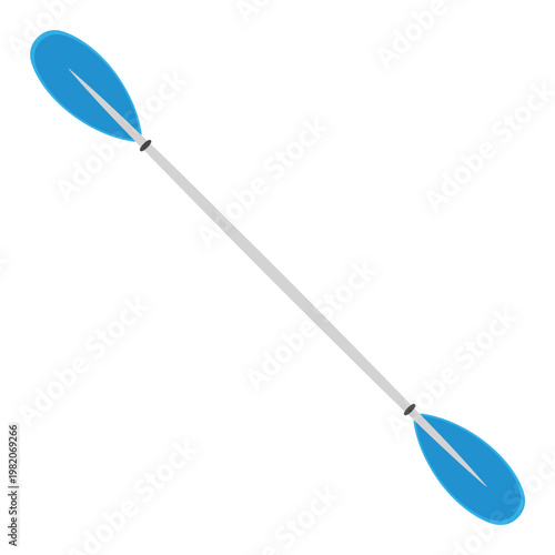 Canoe paddle vector isolated. Kayak or canoe paddle black silhouette. River rafting. Symbol isolated on white background.
