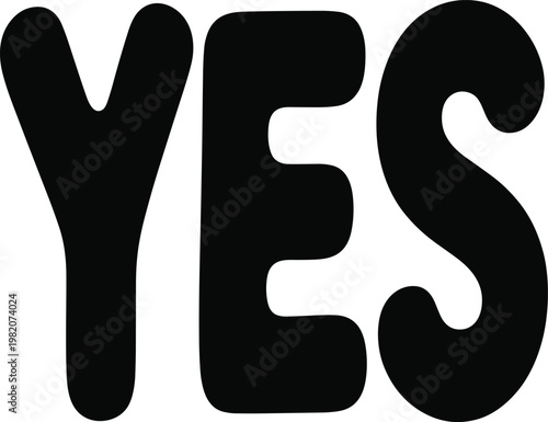 Black and white bold featuring the word "yes text vector illustration EPS PNG file