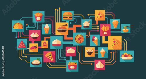 A vibrant, modern illustration combines a circuit board design with a whimsical mushroom. Suitable for tech startups, creative projects, or conveying 