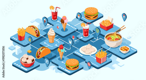 Vibrant isometric illustration showcasing dumplings, evoking a feeling of comforting tradition and deliciousness. Suitable for food blogs, restaurant 