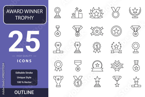 25 Vector Icons for Achievement, Rewards, and Competition Winners.