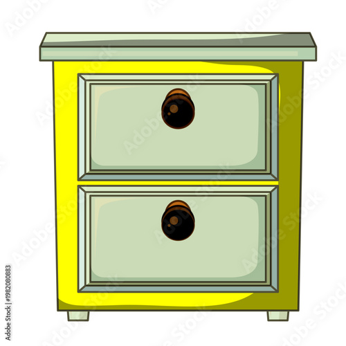 Stylish Nightstand: An illustrated nightstand with two drawers, blending functionality with a touch of modern design