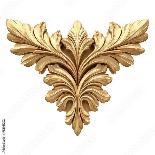Ornate golden acanthus leaf scrollwork ornament with intricate detailing