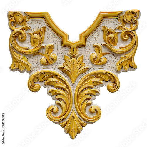Ornate golden decorative element with swirling, leafy patterns