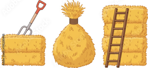 Set of kitchen knives utensils and wooden spoons with sunflower oil bottle and natural decoration isolated on white background