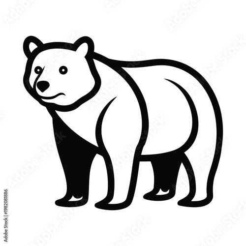 Stylized vector illustration of a standing bear with black bear forest dweller wildlife