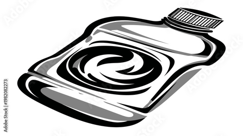Graphic grayscale bottle with swirl inside