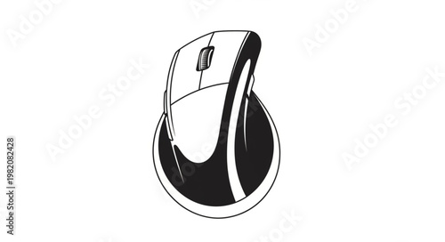 Office Mouse Black White Vector