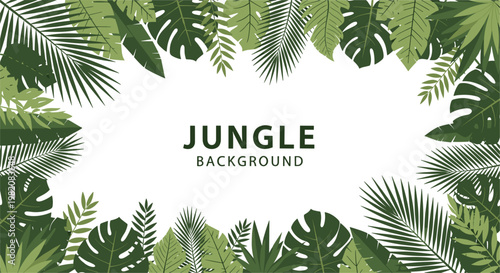Jungle Background with Lush Green Leaves for Tropical, Nature, and Environmental Designs