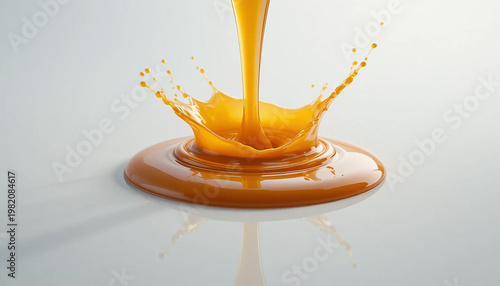 caramel liquid splash on white surface