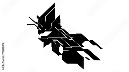 Abstract futuristic geometric silhouette vector illustration for tech branding and gaming graphics