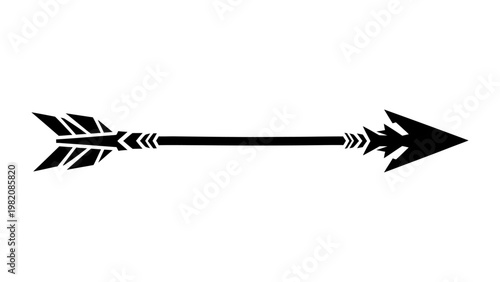 Tribal arrow silhouette vector illustration with ethnic geometric patterns for boho design and branding