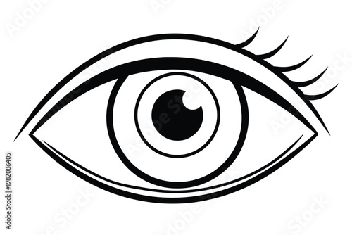 eye silhouette line art vector illustration with a white background