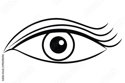 eye silhouette line art vector illustration with a white background