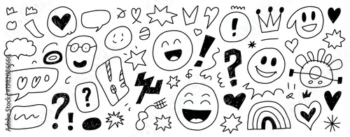 Mystery symbols and question marks in a cryptic arrangement isolated on white background, Vector, illustration