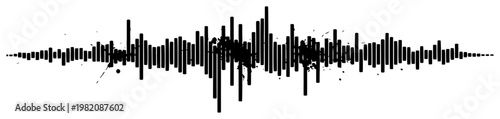 Sound wave audio frequency equalizer silhouette with ink splatters music production style