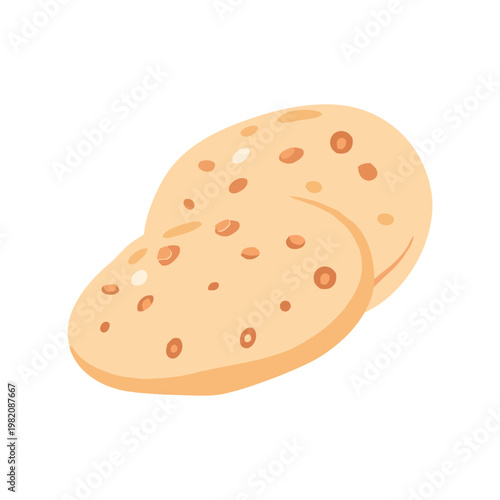 Naan Bread Vector Illustration, Minimal Flat Indian Bread Design, Clean Bakery Food Graphic, Simple Traditional Flatbread Element, Modern Kitchen Food Vector