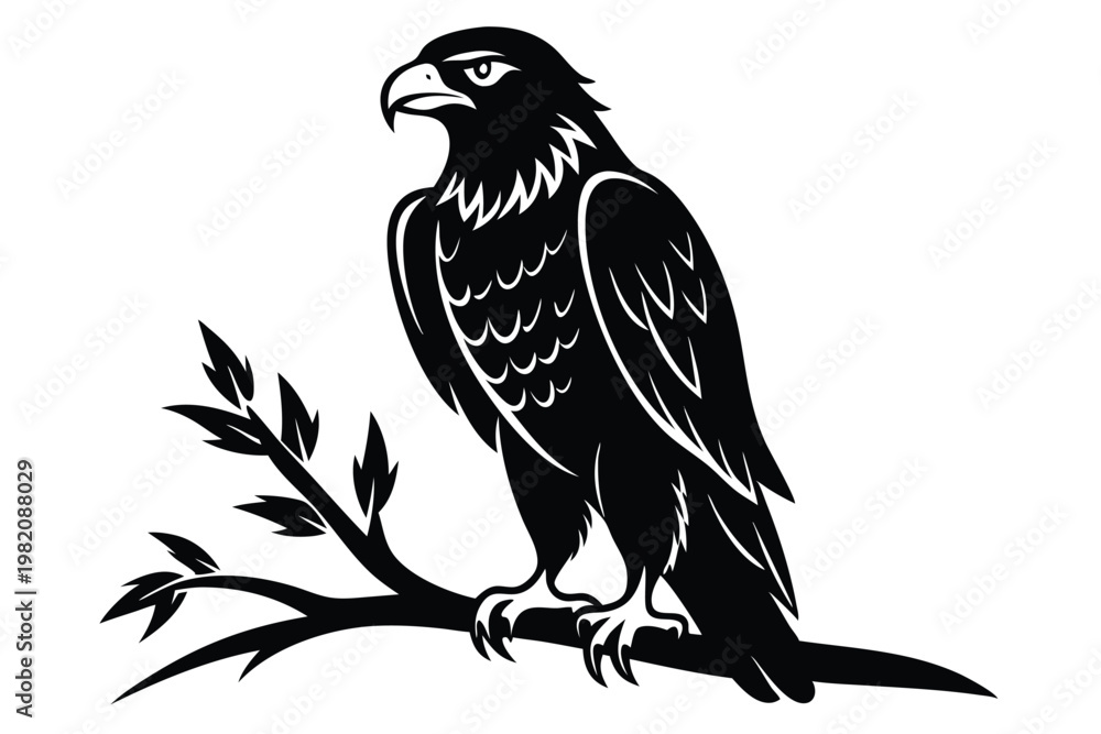 Fototapeta premium eagle bird silhouette line art vector illustration with a white background