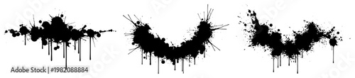 Ink splat collection with vertical drips and stains in minimalist grunge style