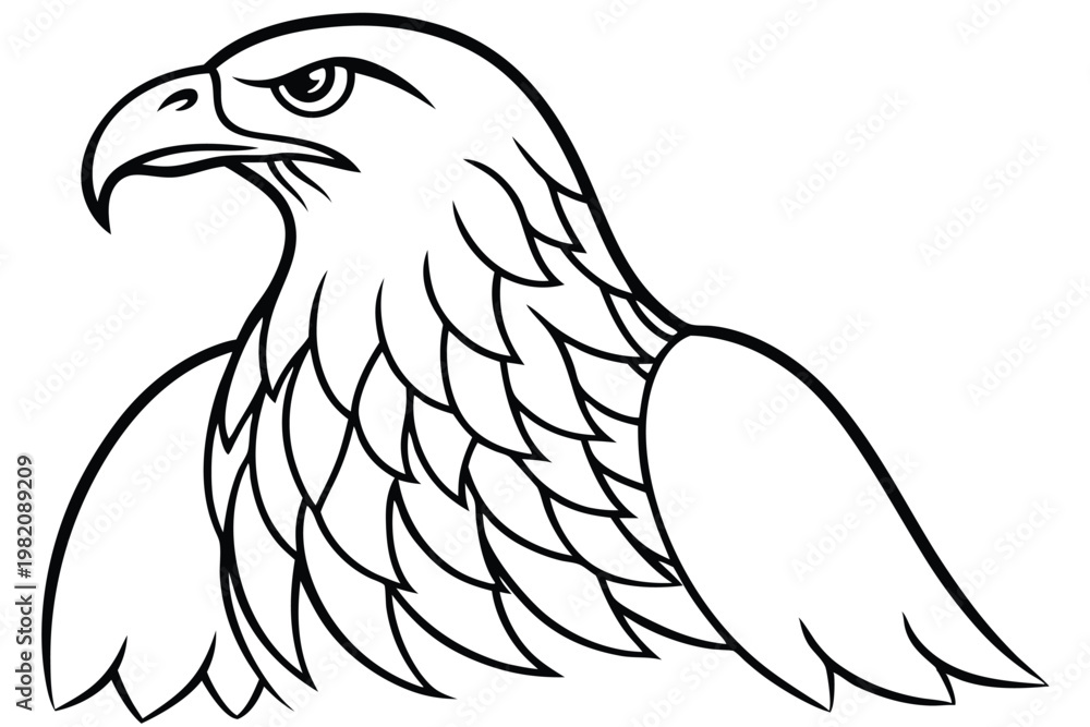 Obraz premium eagle bird silhouette line art vector illustration with a white background