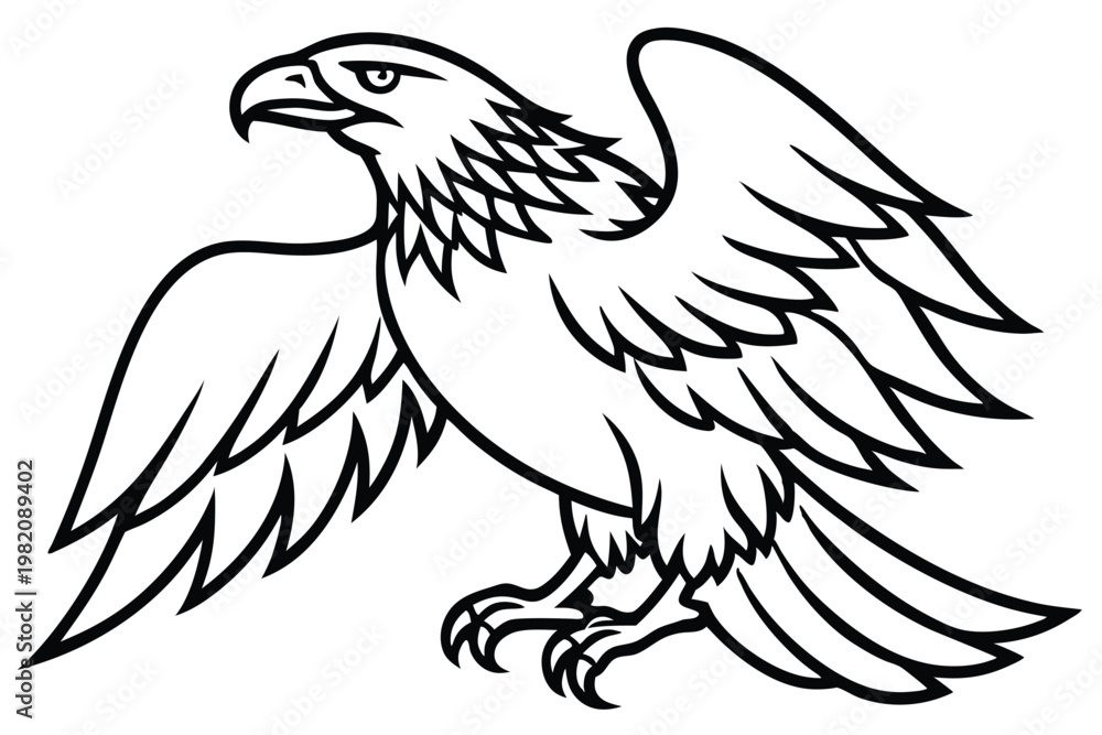 Obraz premium eagle bird silhouette line art vector illustration with a white background