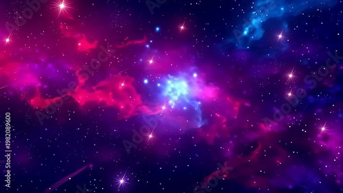 Digital fuchsia nebula starry sky abstract background