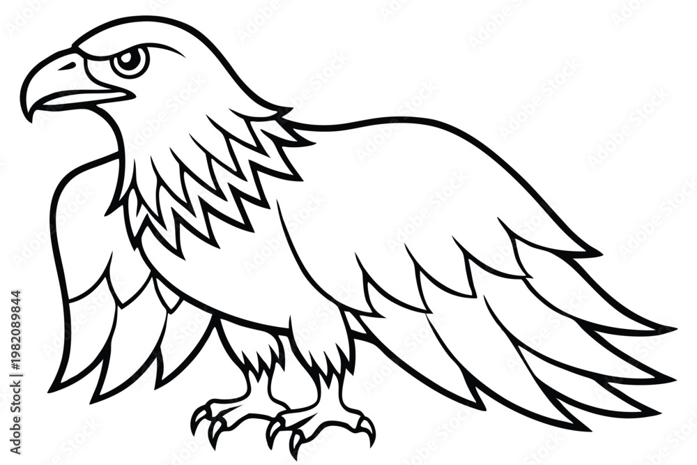Obraz premium eagle bird silhouette line art vector illustration with a white background