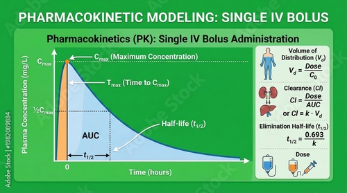 A detailed illustration of pharmacokinetic modeling for single IV bolus administration in medical research