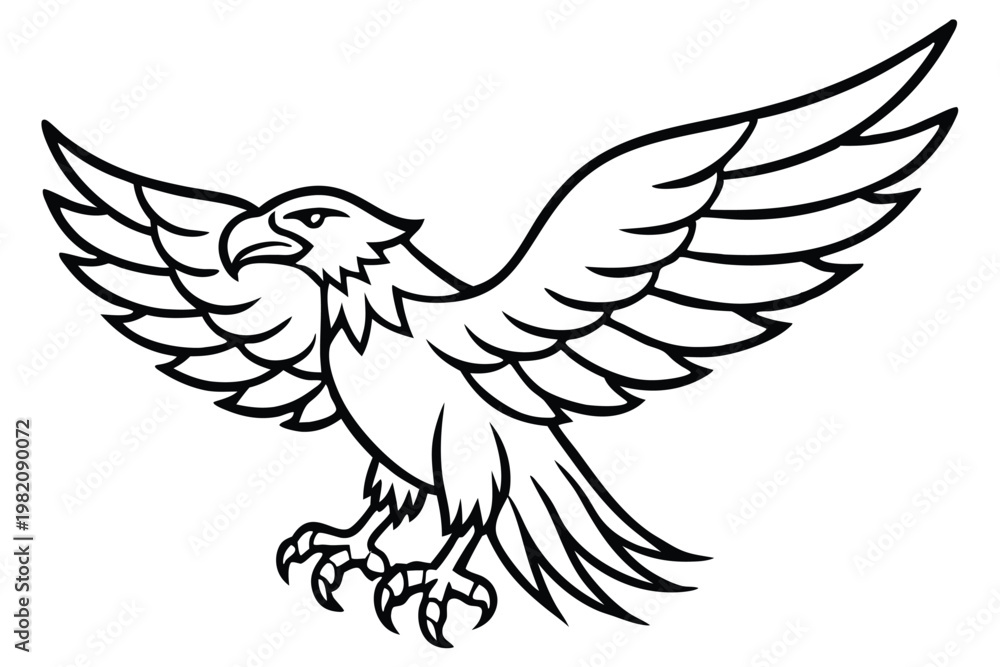 Obraz premium eagle bird silhouette line art vector illustration with a white background