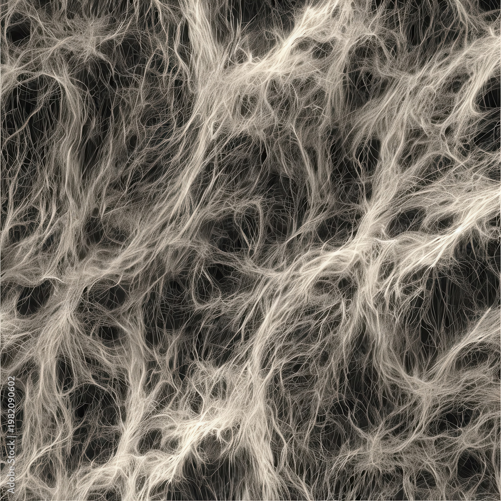 Obraz premium Texture showing strands resembling fine hair or fibers on a dark background with various thicknesses and patterns visible