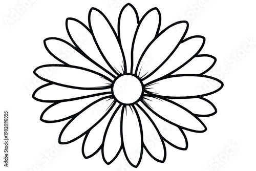 daisy flower silhouette line art vector illustration with a white background