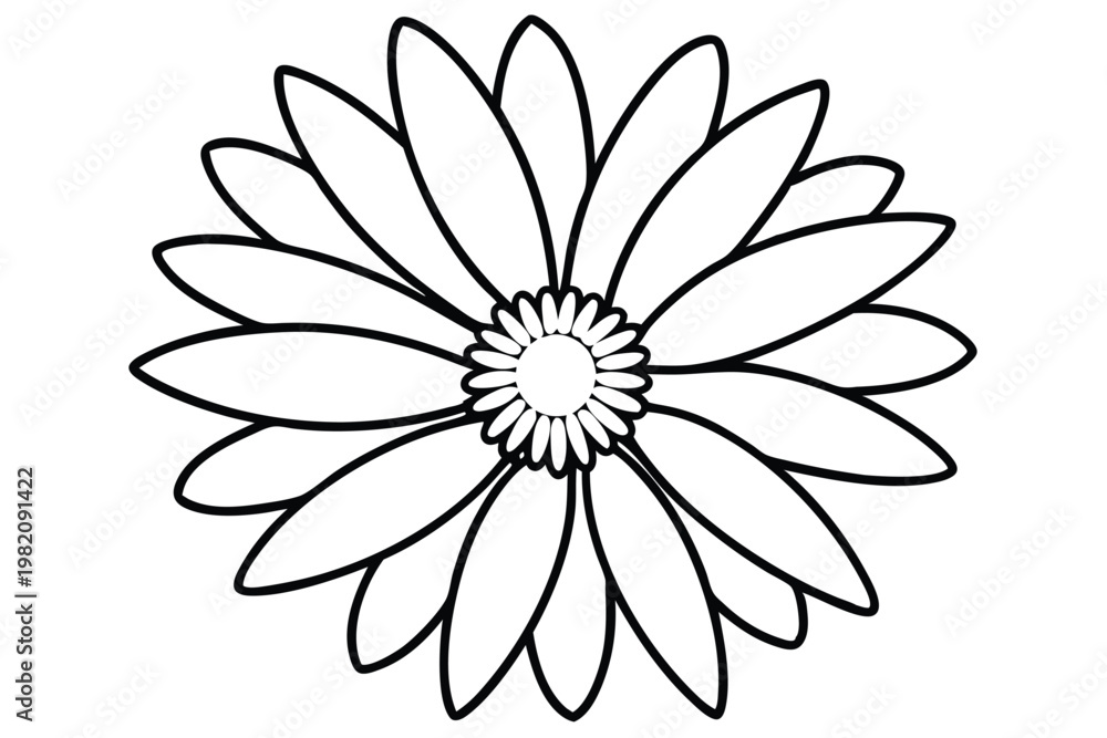 Obraz premium daisy flower silhouette line art vector illustration with a white background