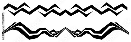Mountain ridge silhouette borders in minimalist jagged style