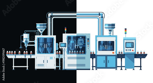Industrial manufacturing process with machinery.