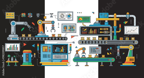 Industrial factory automation and manufacturing process.