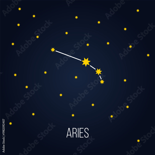 aries zodiac constellation sign, astrology vector symbol on dark blue background