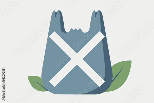 No Plastic Bag Ban Eco Environment Awareness Symbol Illustration