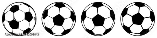 Soccer ball collection with various classic patterns in bold graphic style