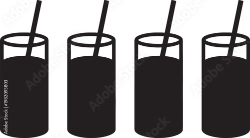 White milk bottle and red cocktail glass with a straw hanging on rope isolated vector illustration