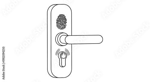 Modern smart door handle, biometric fingerprint lock, electronic keyless entry system, sleek home security hardware