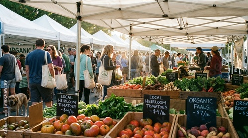 Vibrant Local Farmers Market with Fresh Organic Produce
