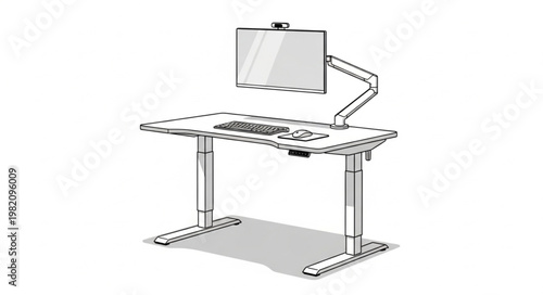 Modern Standing Workstation Outline Vector