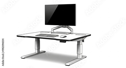 Healthy Office Desk Setup Illustration