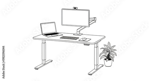 Adjustable Desk Line Art Design